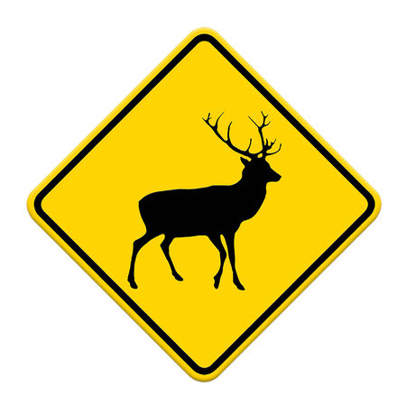 beware deer crossing traffic sign,part of a seriesの写真素材