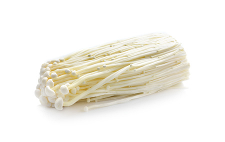 Golden Needle Mushroom on white backgroundの写真素材