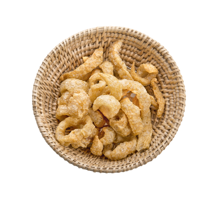 pork snack isolated on a white backgroundの写真素材