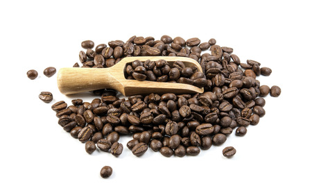 coffee beans isolated onwhite backgroundの写真素材
