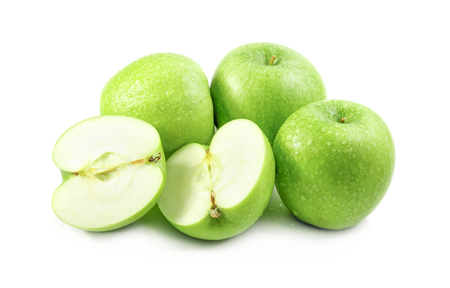 green apple isolated on a white background, photographyの写真素材