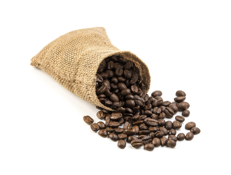 coffee beans isolated onwhite backgroundの写真素材