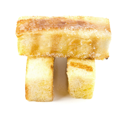 Toast isolated on a white background, photography