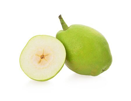 green pear isolated on a white background, photographyの写真素材