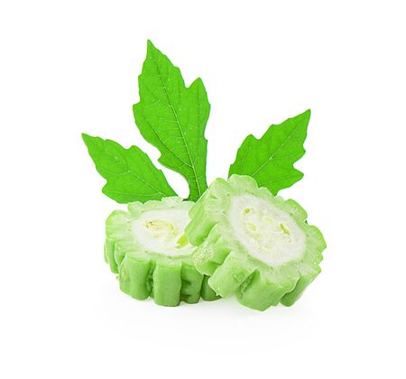 Bitter melon isolated on a white background, photographyの写真素材