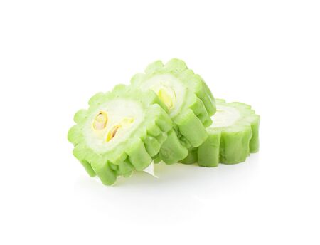Bitter melon isolated on a white background, photographyの写真素材
