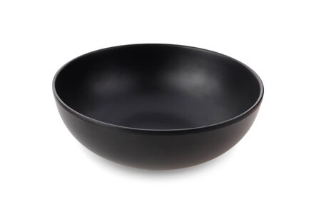 Black bowl isolated on a white background, photography の写真素材