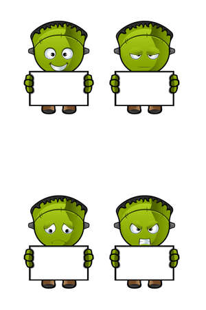 A cute Halloween monster illustration with four different face expressions のイラスト素材