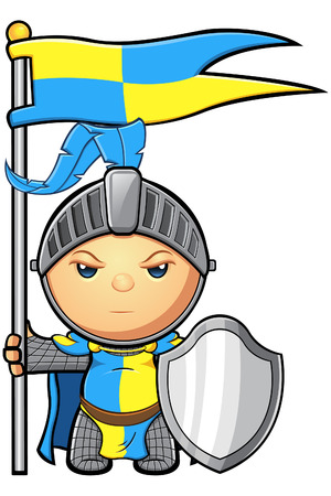 Blue and Yellow Knight Characterのイラスト素材