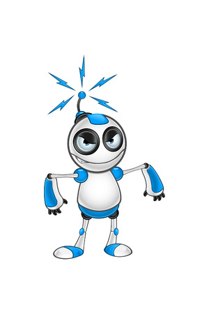 White   Blue Robot Characterのイラスト素材