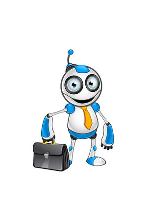 White   Blue Robot Characterのイラスト素材