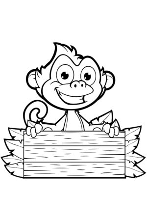 Cheeky Monkey Character In Black And Whiteのイラスト素材
