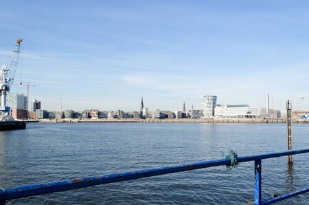 View towards Hamburg from the south  Focus on railing 