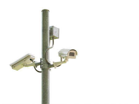 Security camera or CCTV camera on blue sky background