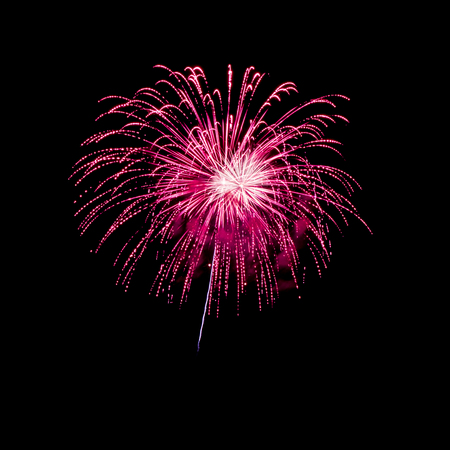 Fireworks light up on black background for celebrationの写真素材