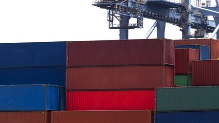 Container box in the cargo for import export with logistic or freight shipment industrial business...