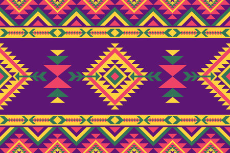 Colorful Navajo pattern vector illustration background. Native American seamless pattern. Geometric...