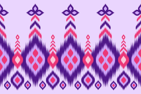 Colorful of Ikat pattern, Thai art design, Ikat Ornament style, Ikat Print. Abstract geometric seamless pattern background traditional ethic for decoration, clothing, fabric, textile, fashion.のイラスト素材