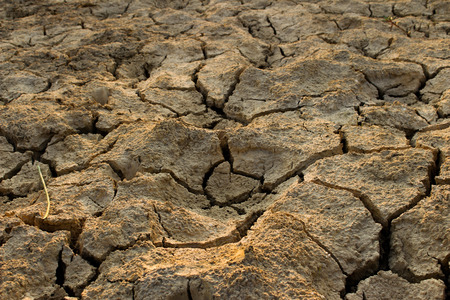 Climate change, the ground is dry, drought, cracked ground artの写真素材