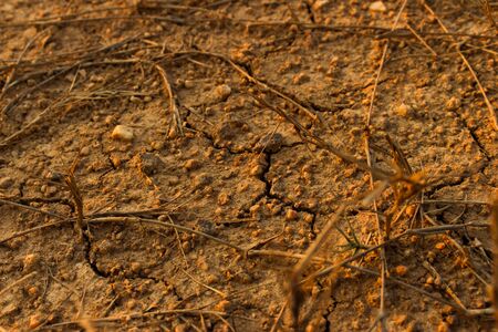 Climate change, the ground is dry, drought, cracked ground artの写真素材