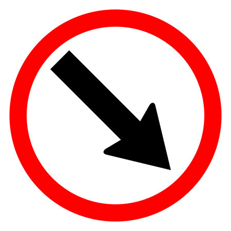 Round traffic, Keep right sign. Pass in the direction shown by the arrow sign - right.のイラスト素材