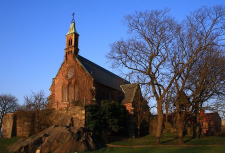 Old swedish church in the spring  の写真素材