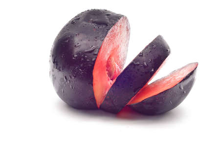 Juicy black plum の写真素材