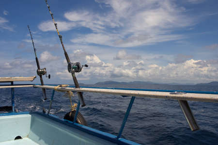 Trolling rods with reels for catching tunaの写真素材