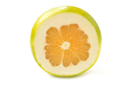 Citrus sveetie slices on a white background close-upの写真素材