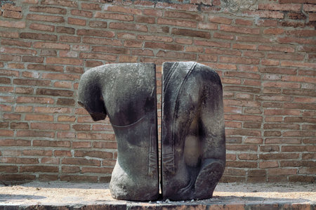 Fragments of architectural sites Wat Ratchaburana in Ayutthayaの写真素材