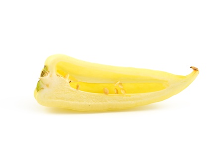 Bulgarian pepper on a white background, close-up