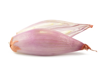 Shallot  onions on a white background, close-upの写真素材