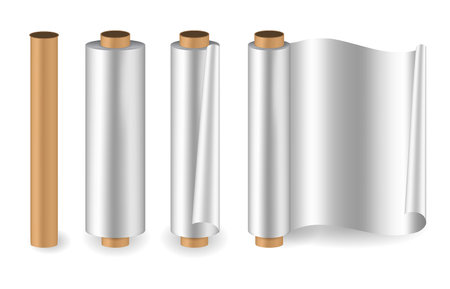 roll of aluminum foil isolated on whiteのイラスト素材