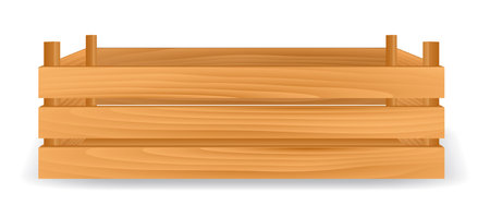 <p>fruit wooden boxes realistic isolated on white - 3d illustration</p>のイラスト素材