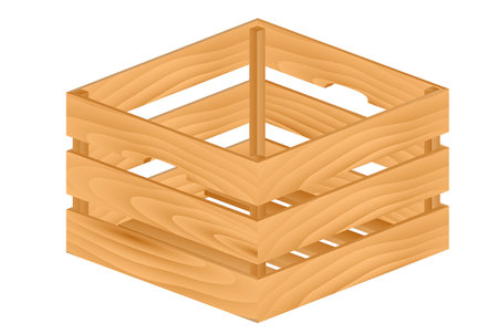 wooden boxes realistic isolated on white - 3d illustrationのイラスト素材