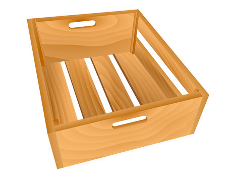 wooden boxes realistic isolated on white - 3d illustrationのイラスト素材