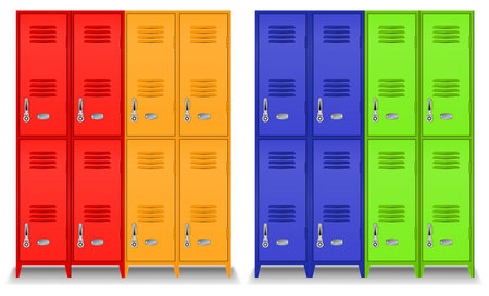 storage lockers with open door compartment- 3d illustratorのイラスト素材