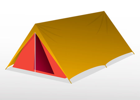 set of camping tent outdoor isolated- 3d illustrationのイラスト素材