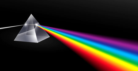 electromagnetic color prism light refraction spectral. 3d illustrator.のイラスト素材