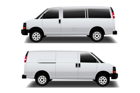 realistic white classic minivan cargo isolated - 3d illustrationのイラスト素材