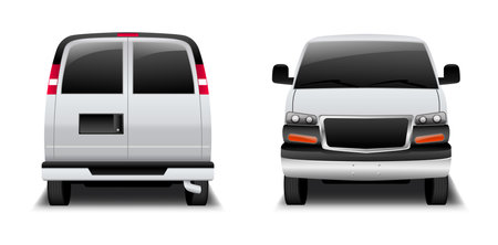 realistic white classic minivan cargo isolated - 3d illustrationのイラスト素材