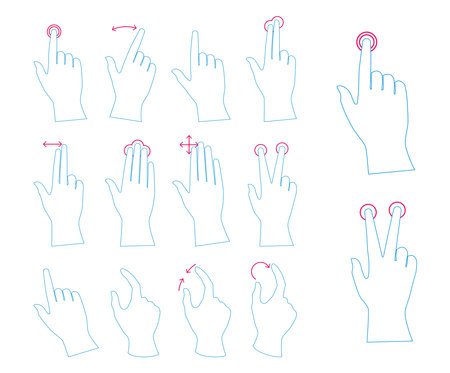 Set of hand gestures. Vector illustration isolated on a white background.の写真素材