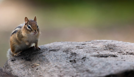 Chipmunk on a rock in the rainforest, South Africaの写真素材