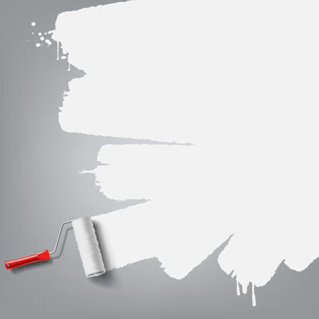 roller brush with white paintのイラスト素材
