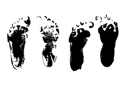 high detailed child foot printsのイラスト素材