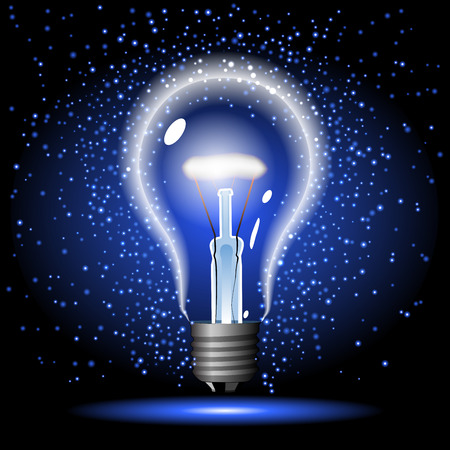 neon glowing lightbulb with sparkleのイラスト素材