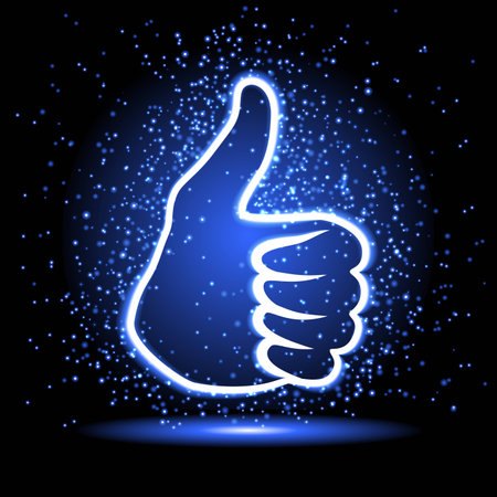 neon like hand sign with sparkleのイラスト素材