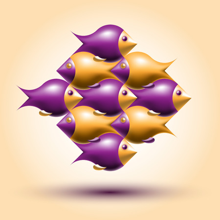 color abstract fishのイラスト素材