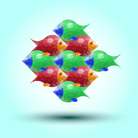 color abstract fish from trianglesのイラスト素材