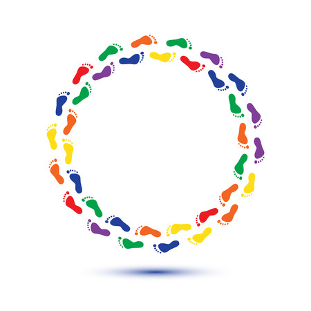 round circle child foot stepsのイラスト素材